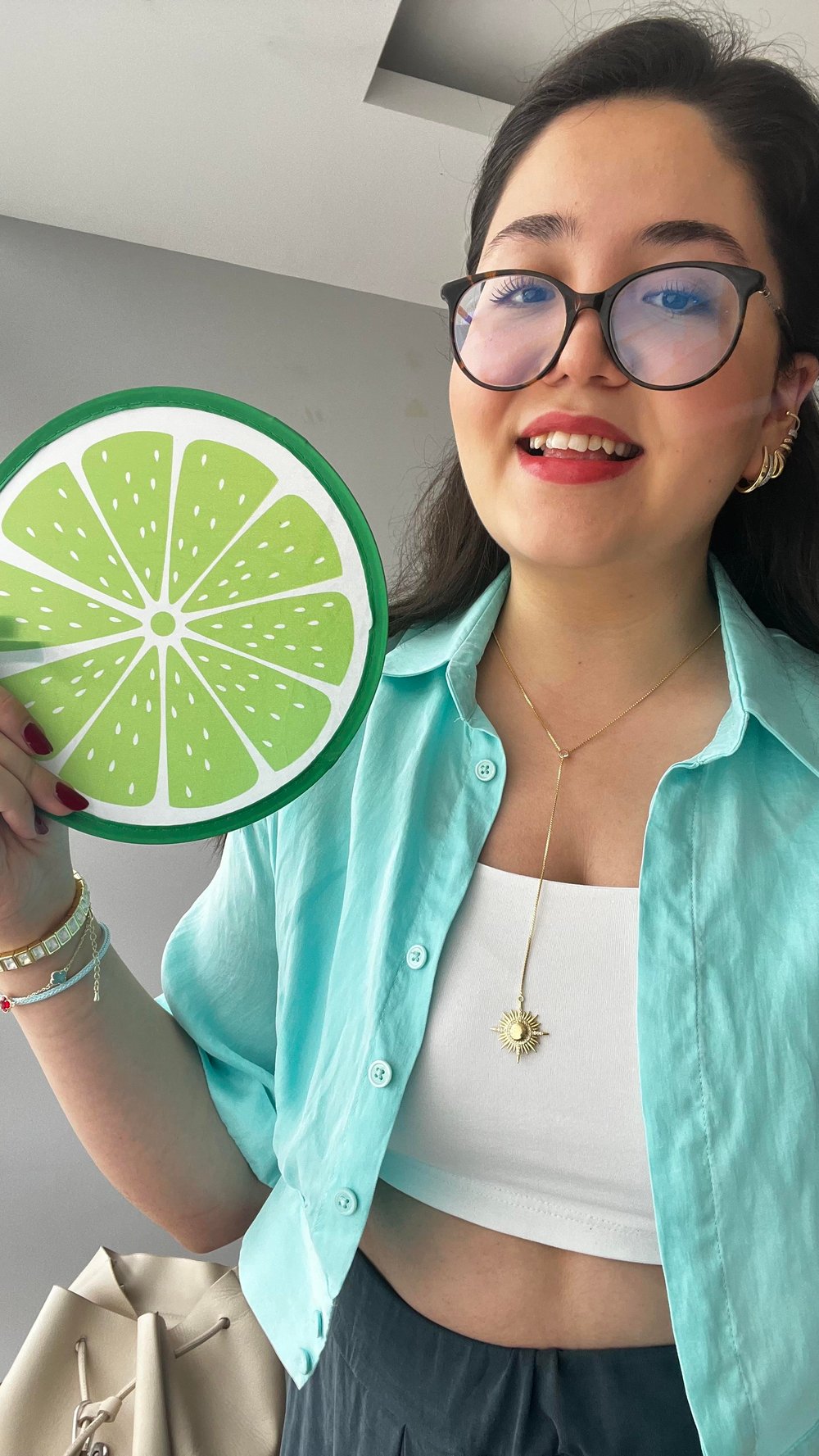 Lime Desenli Yelpaze