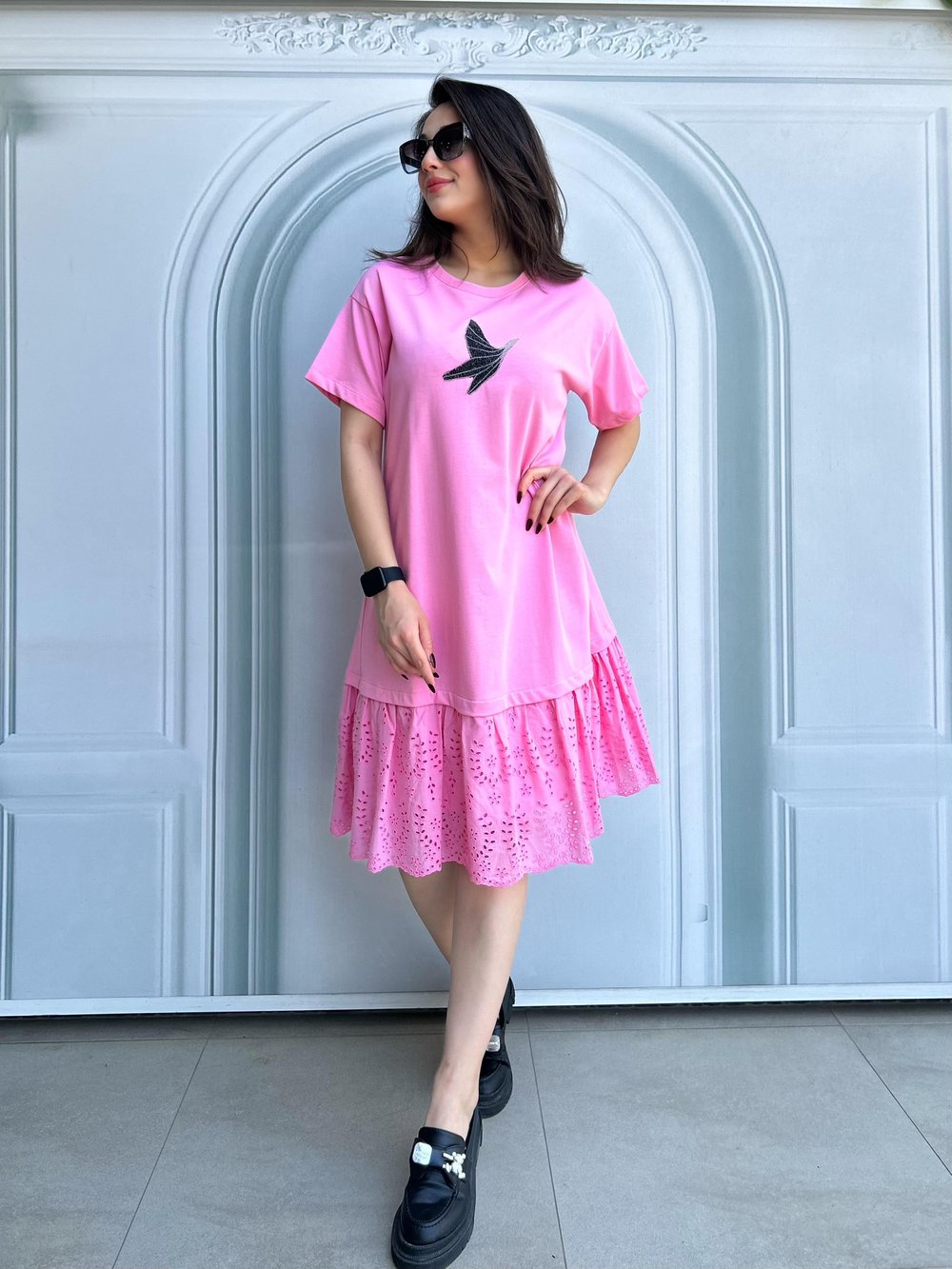 FLARY.ELBİSE.PEMBE