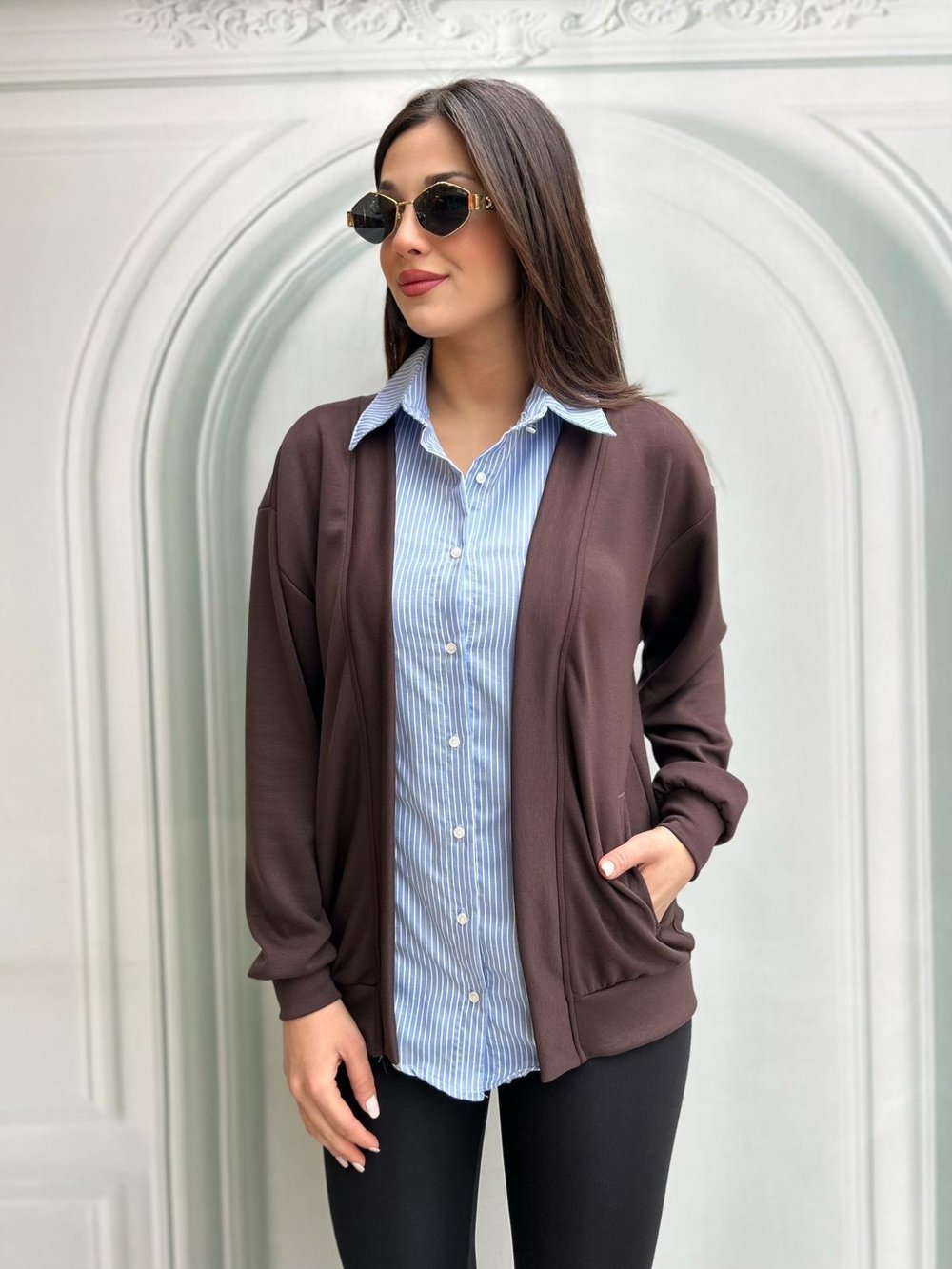 GÖMLEK.GARNİLİ.HIRKA.KAHVERENGİ