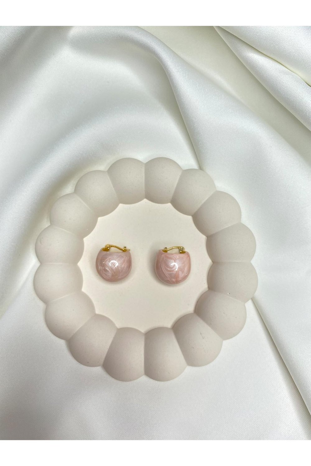 Sedefli Pembe Halka Küpe