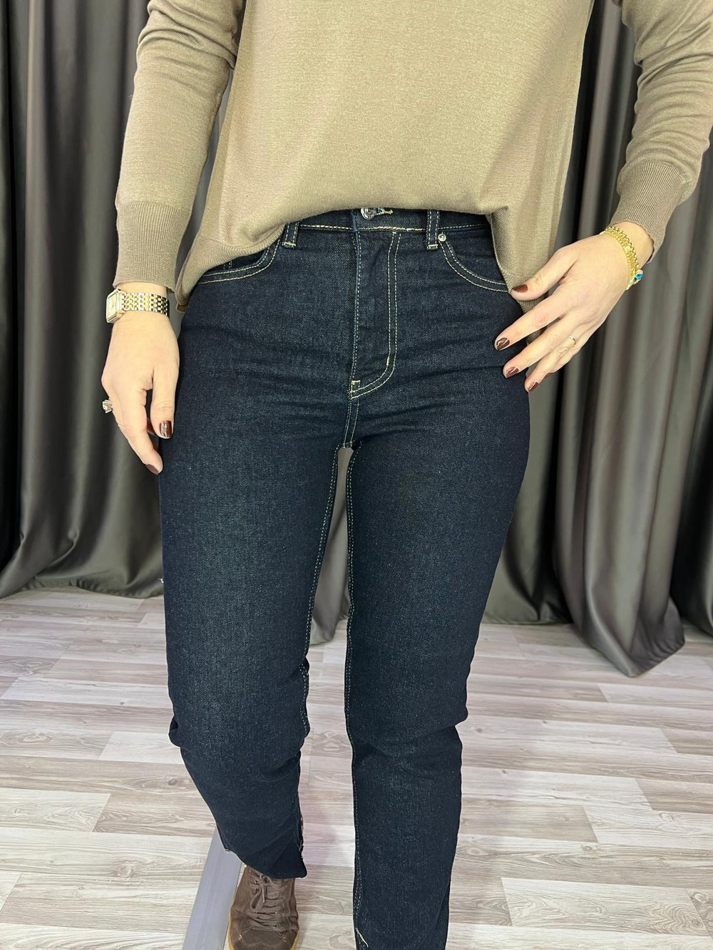 Paça Kesik Boy Fit Koyu Lacivert Jean
