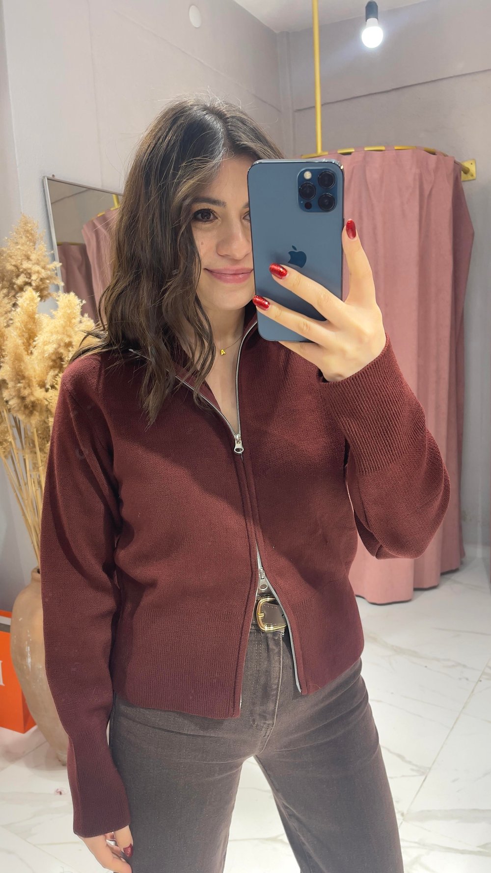 ÇİFT YÖNLÜ FERMUAR DETAYLI HIRKA-BORDO