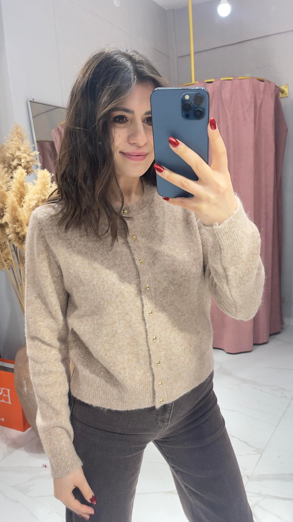 GOLD DÜĞMEİ TRİKO HIRKA-BEJ