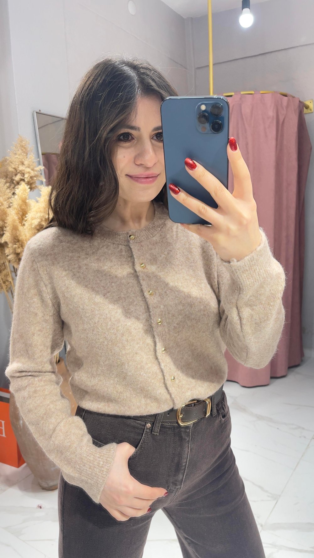 GOLD DÜĞMEİ TRİKO HIRKA-BEJ