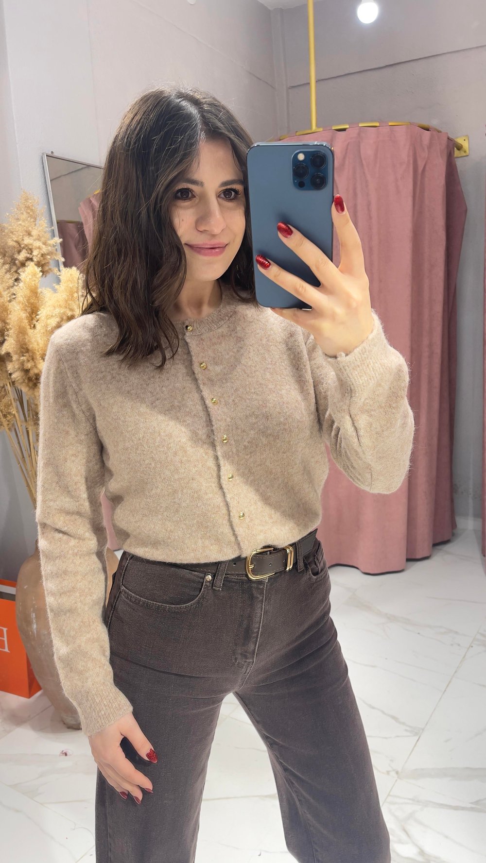 GOLD DÜĞMEİ TRİKO HIRKA-BEJ