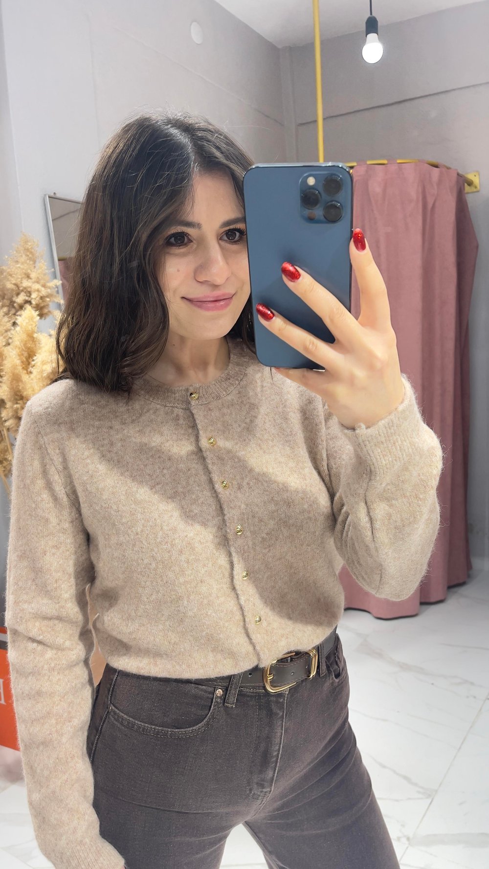 GOLD DÜĞMEİ TRİKO HIRKA-BEJ