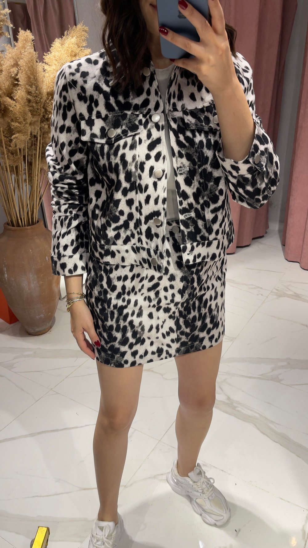 LEOPAR DESEN DENİM CEKET-LEOOPAR DESEN