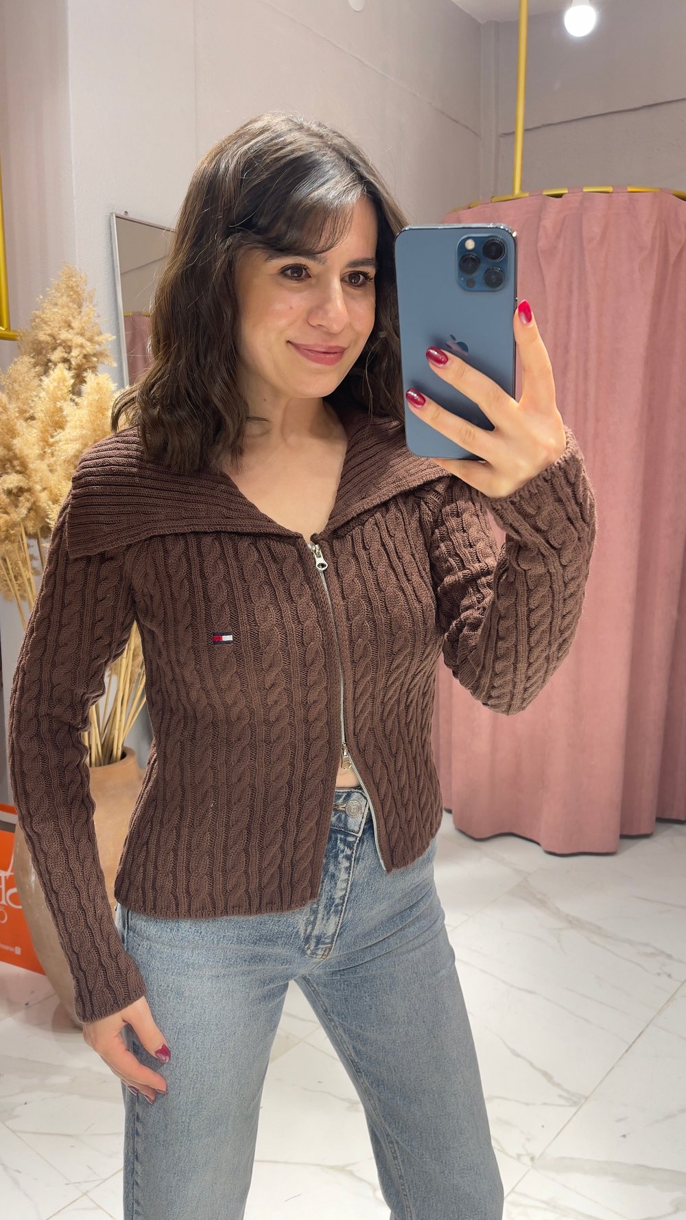 TMMY SAÇ ÖRGÜ MODEL TRİKO HIRKA-CHERRY