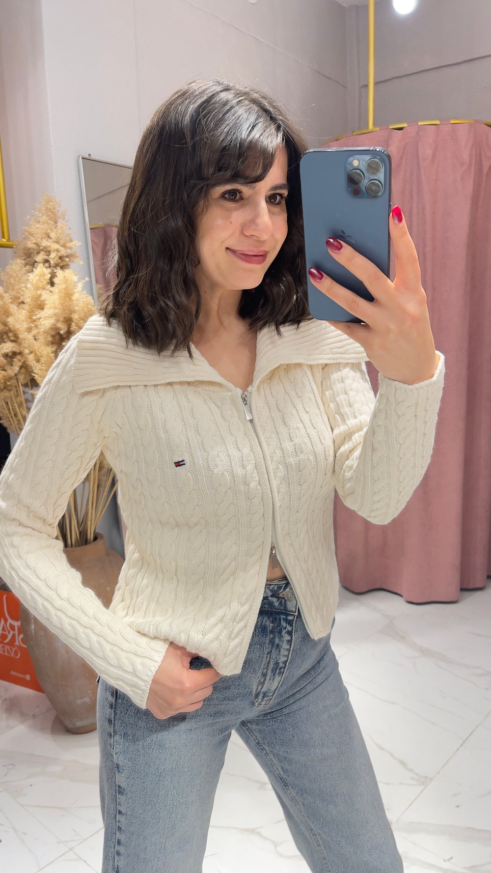 TMMY SAÇ ÖRGÜ MODEL TRİKO HIRKA-KREM