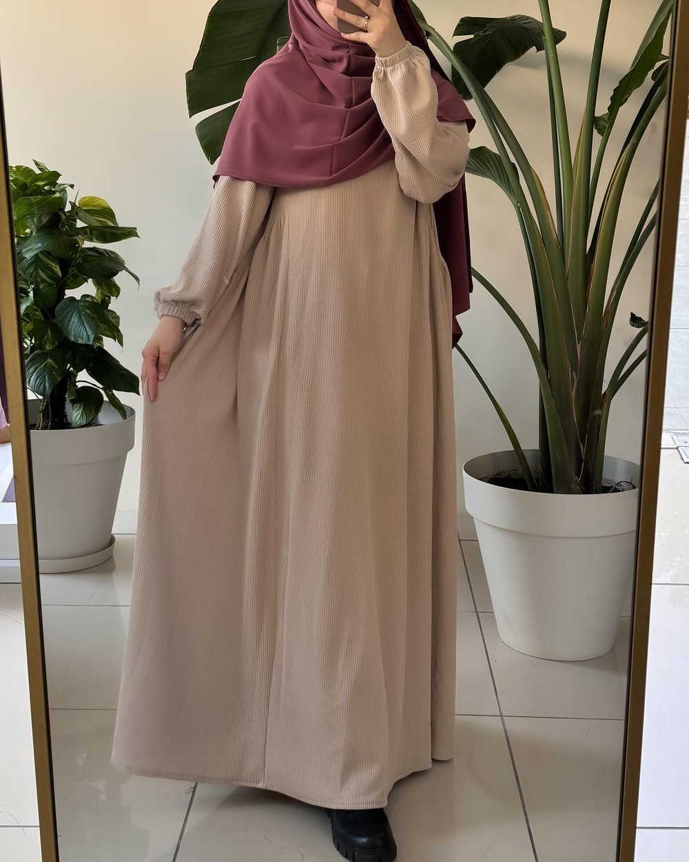 Leyla Triko Elbise - Bej