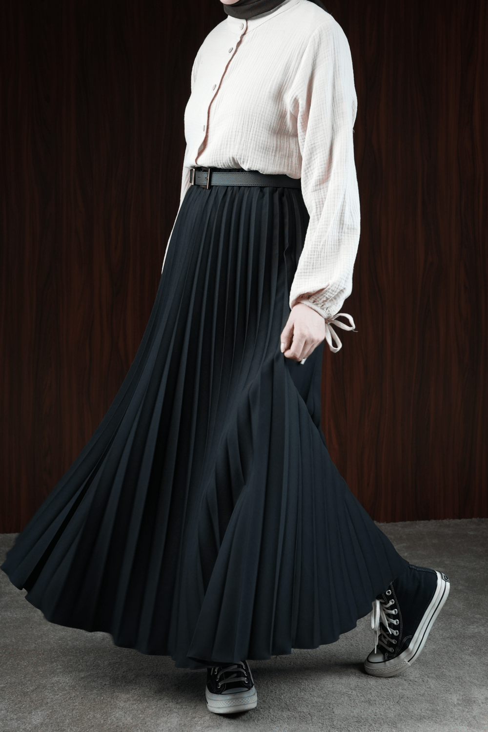 Basic Pileli Etek - Siyah