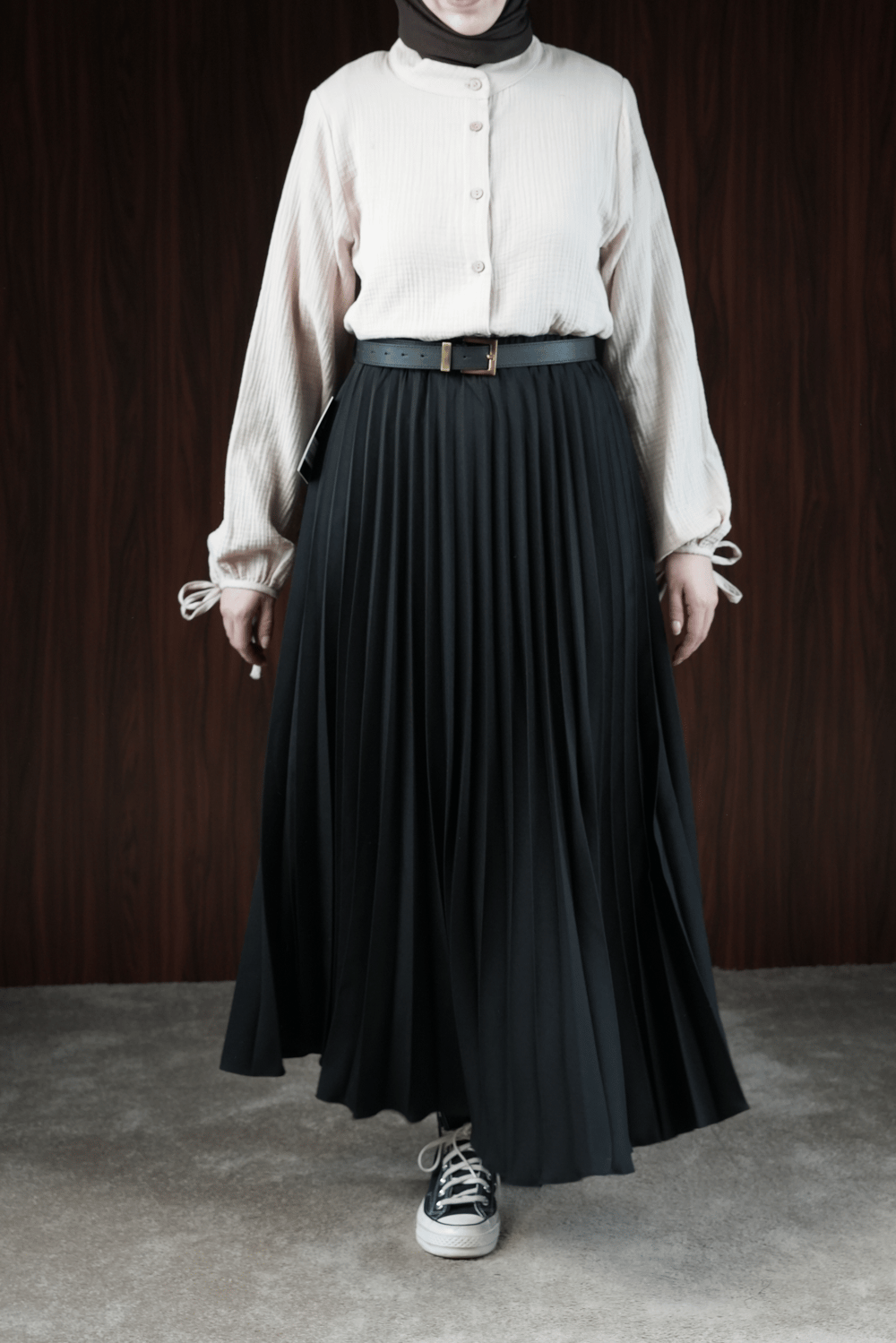 Basic Pileli Etek - Siyah