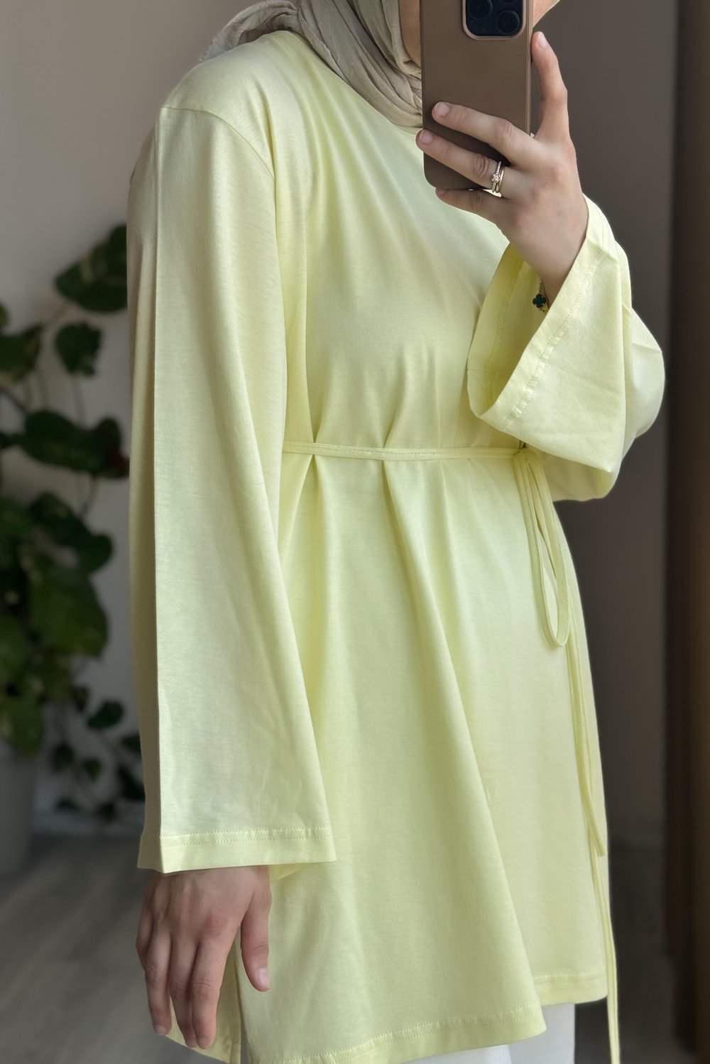Basic Uzun Tişört - Limon sarı