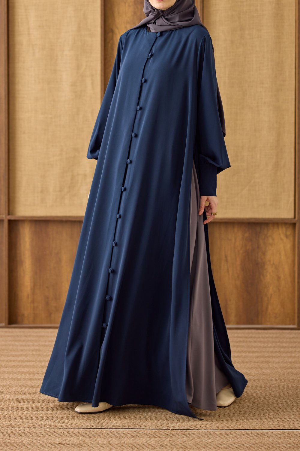 Britli Elbiseli Etekli Takım - Lacivert/ Gri