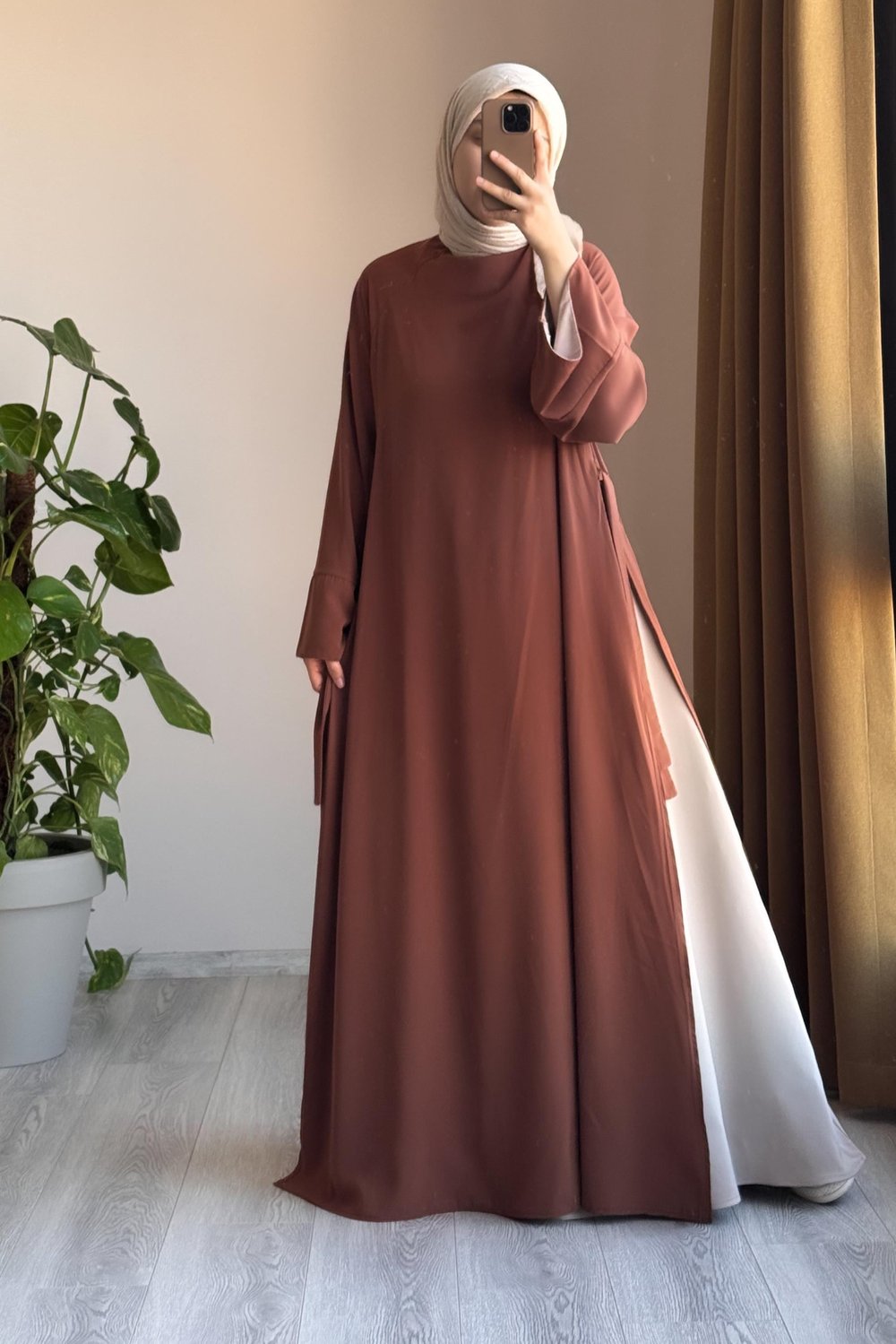 Garni Elbiseli Takım - Taba/ Açık bej