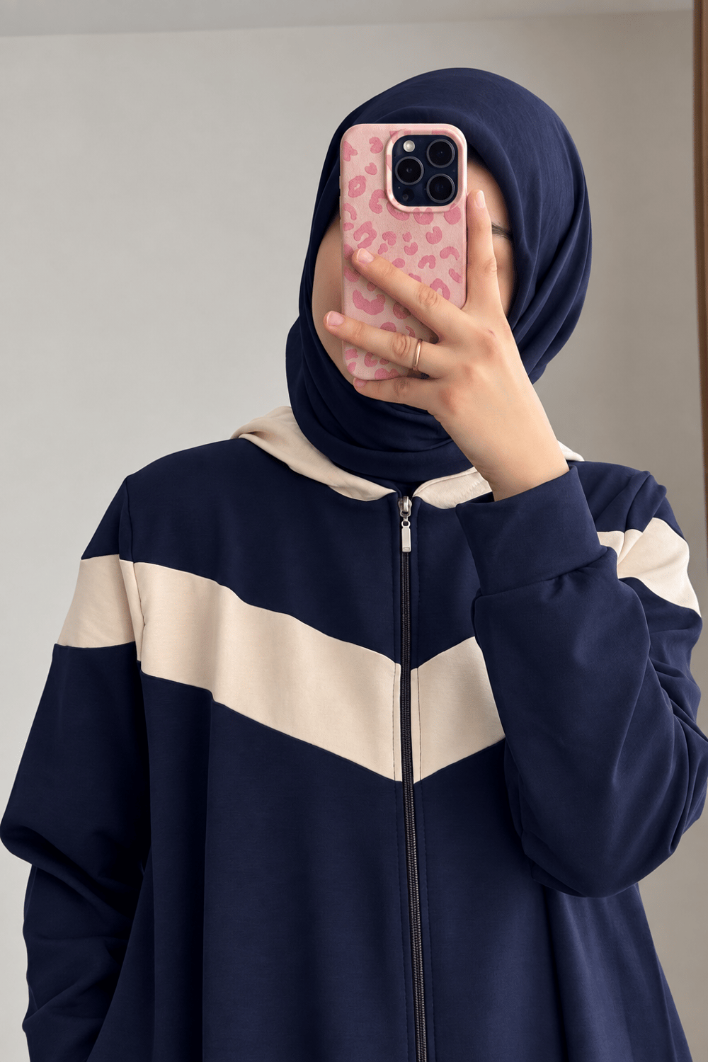 Garnili Sweat Takım - Lacivert/ Bej
