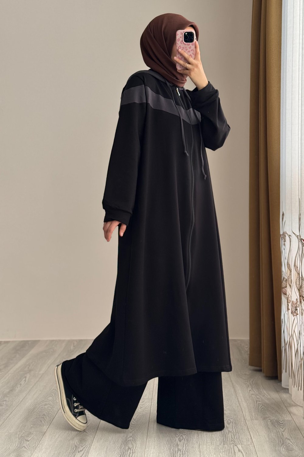 Garnili Sweat Takım - Siyah/ Gri