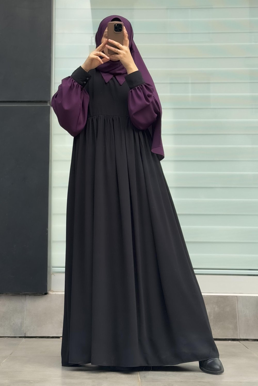 Hijabi Elbise - Siyah/ Mürdüm
