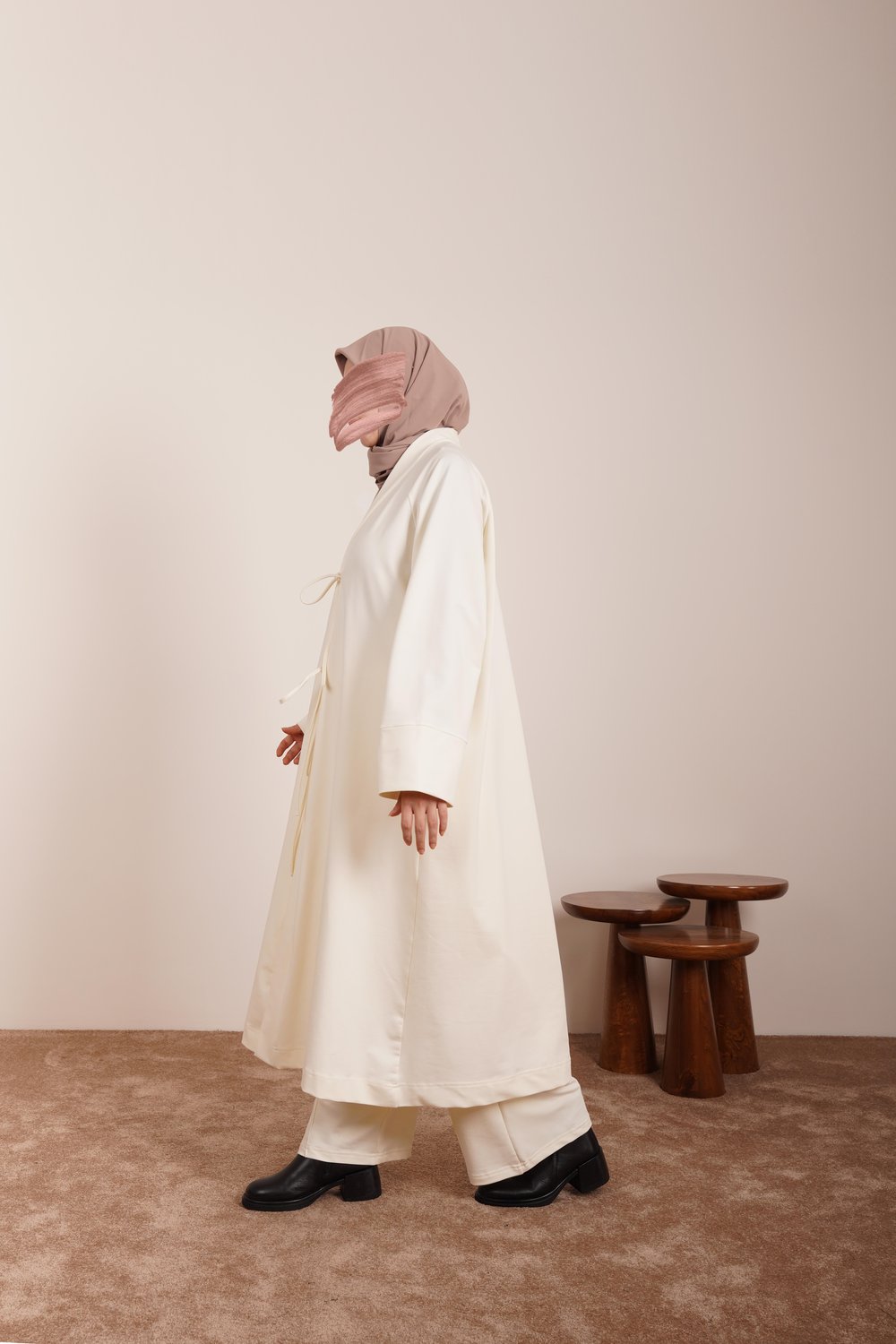Kışlık Kimono Takım - Ekru