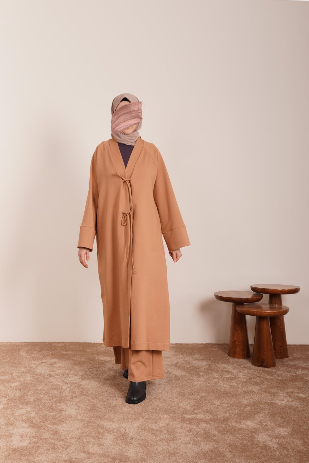 Kışlık Kimono Takım - Vizon