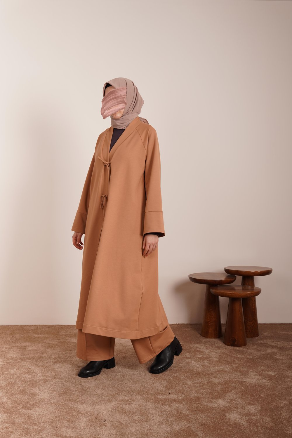 Kışlık Kimono Takım - Vizon