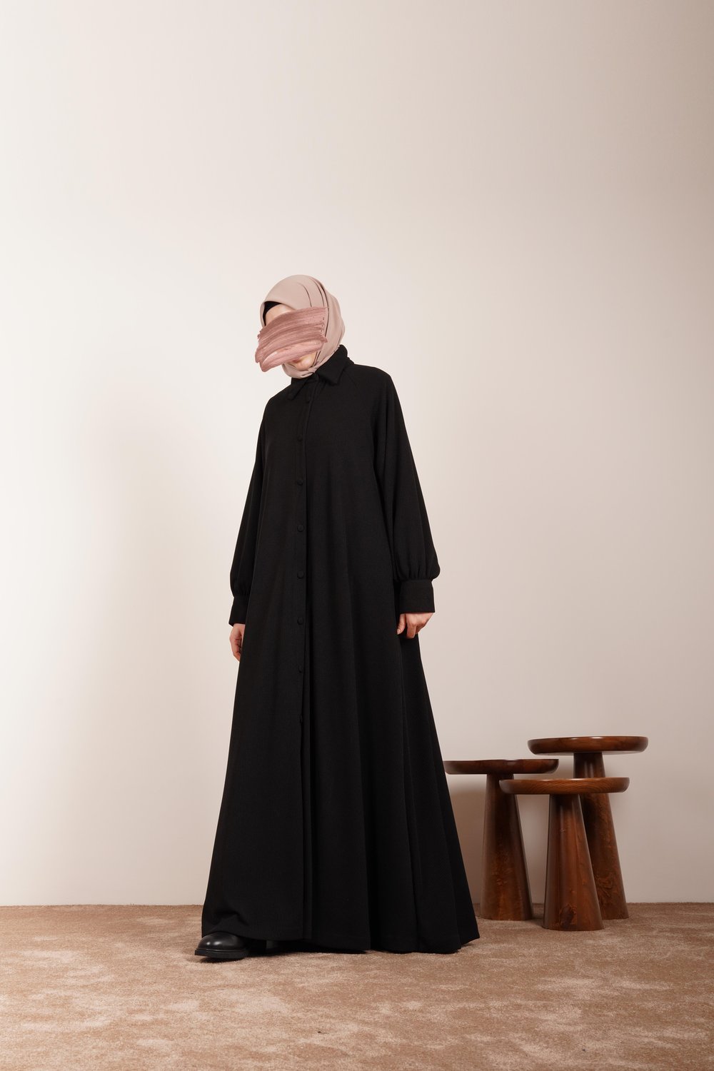 Kloş Triko Ferace - Siyah