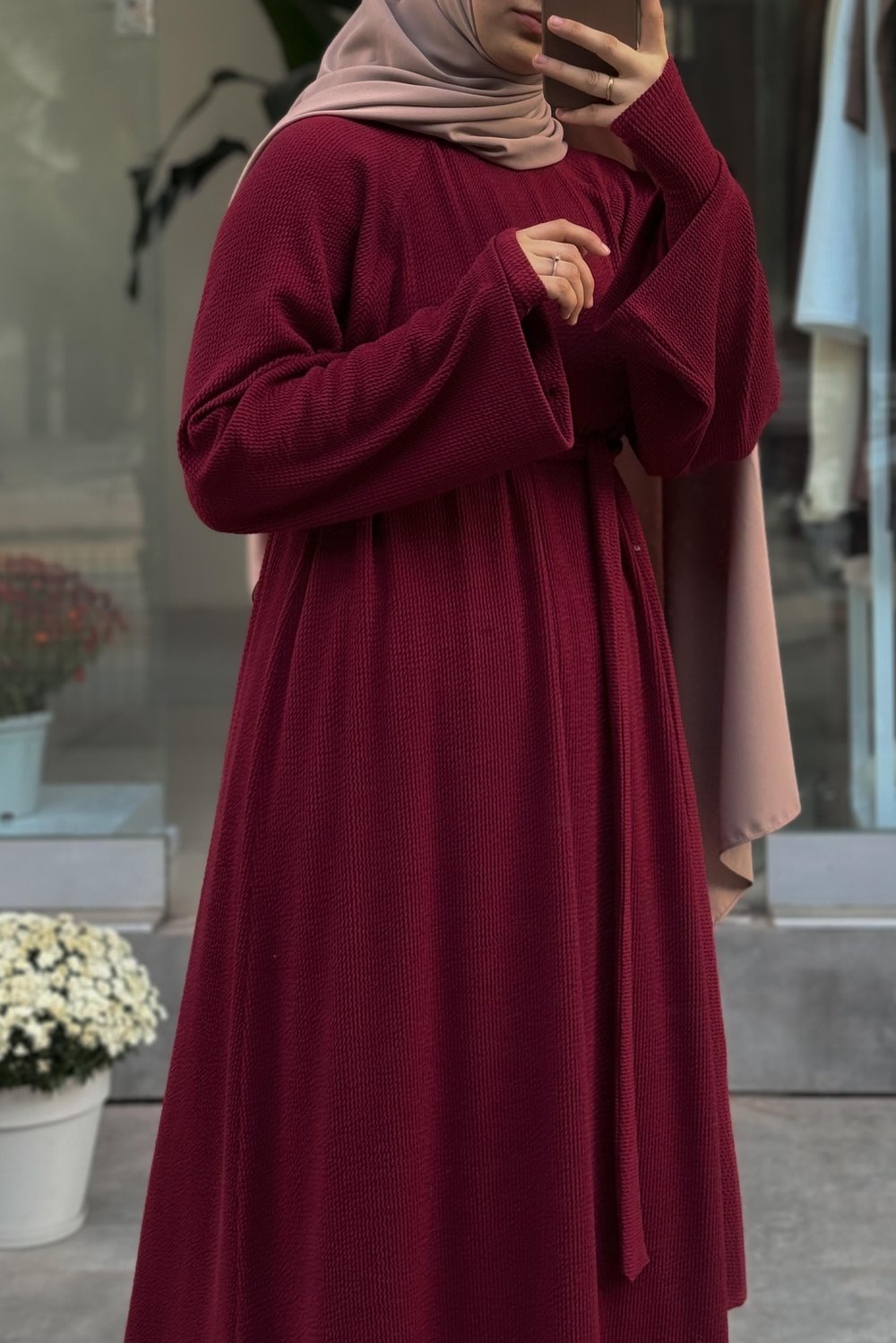 Kuğu Triko Elbise - Bordo