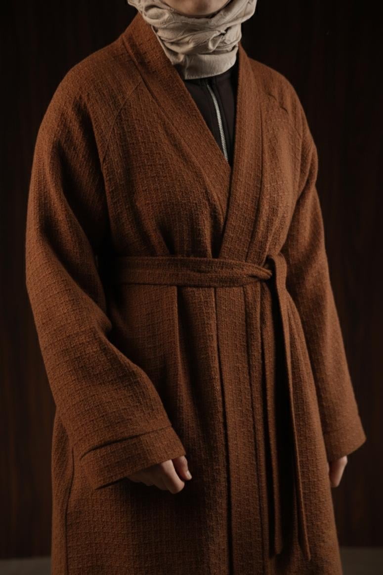 Ande Tesettür, Midi Boy Şanel Kimono, Midi Boy Şanel Kimono - Taba