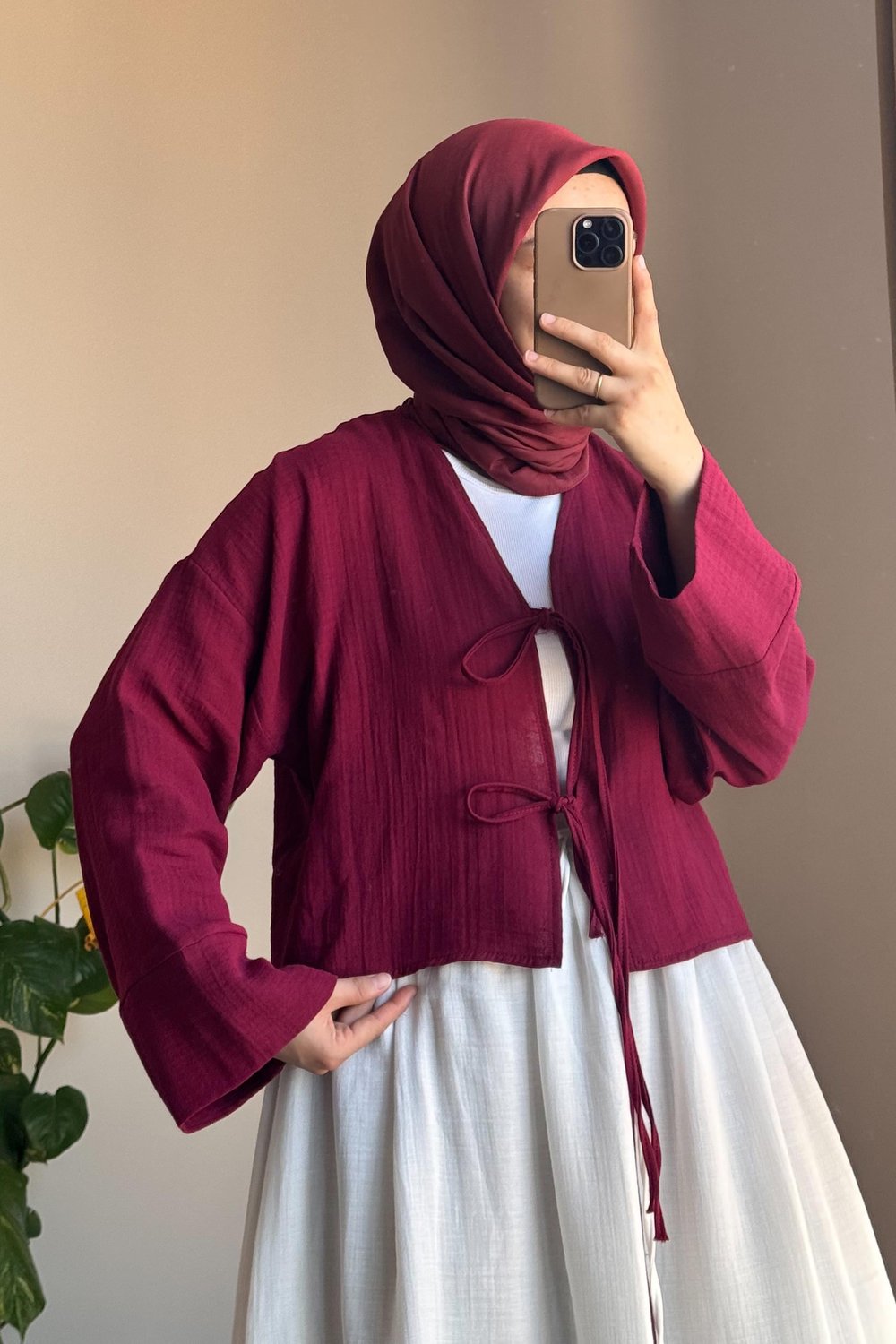 Müslin Ceket - Bordo