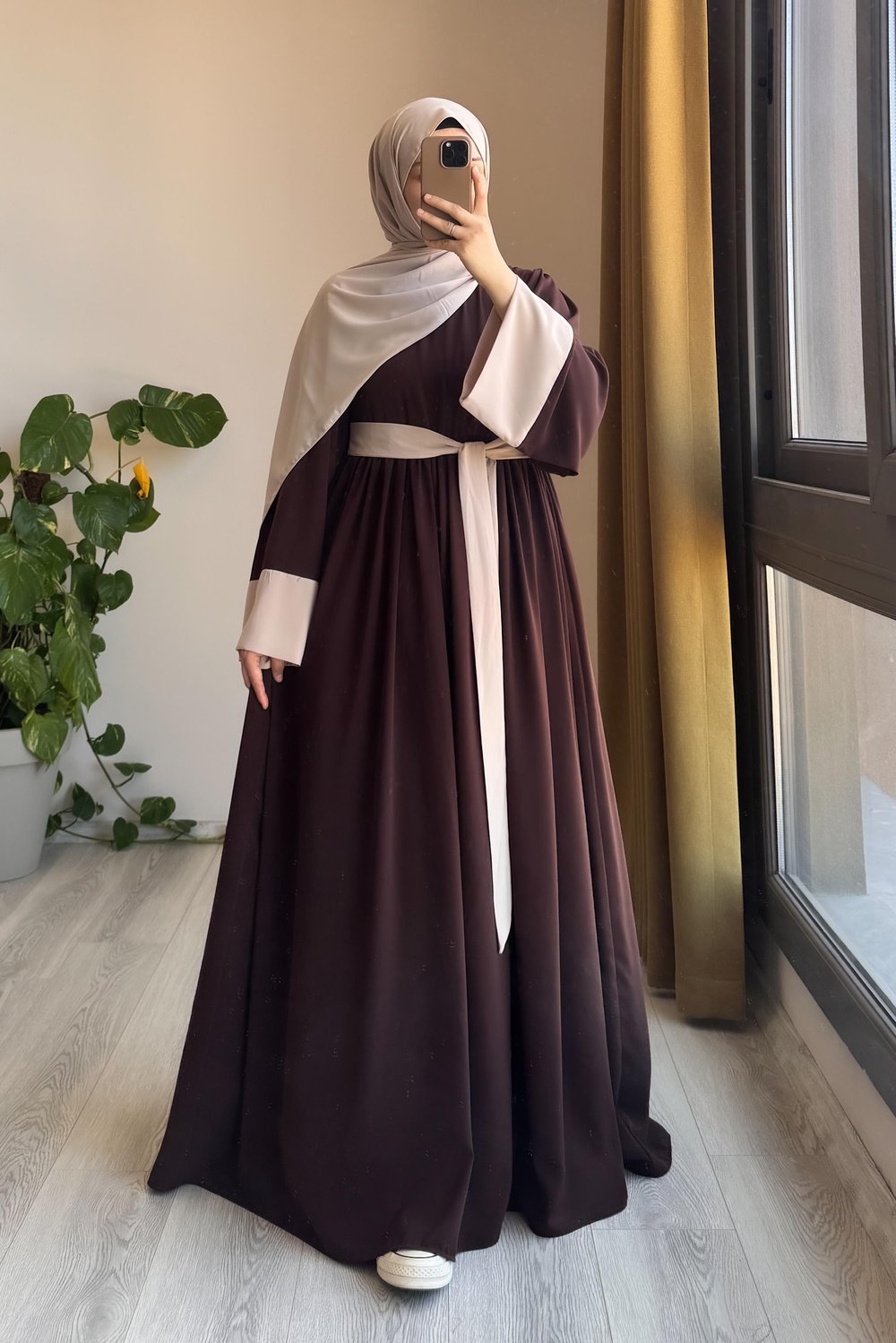 Nisa Elbise - Acı kahve/ Bej