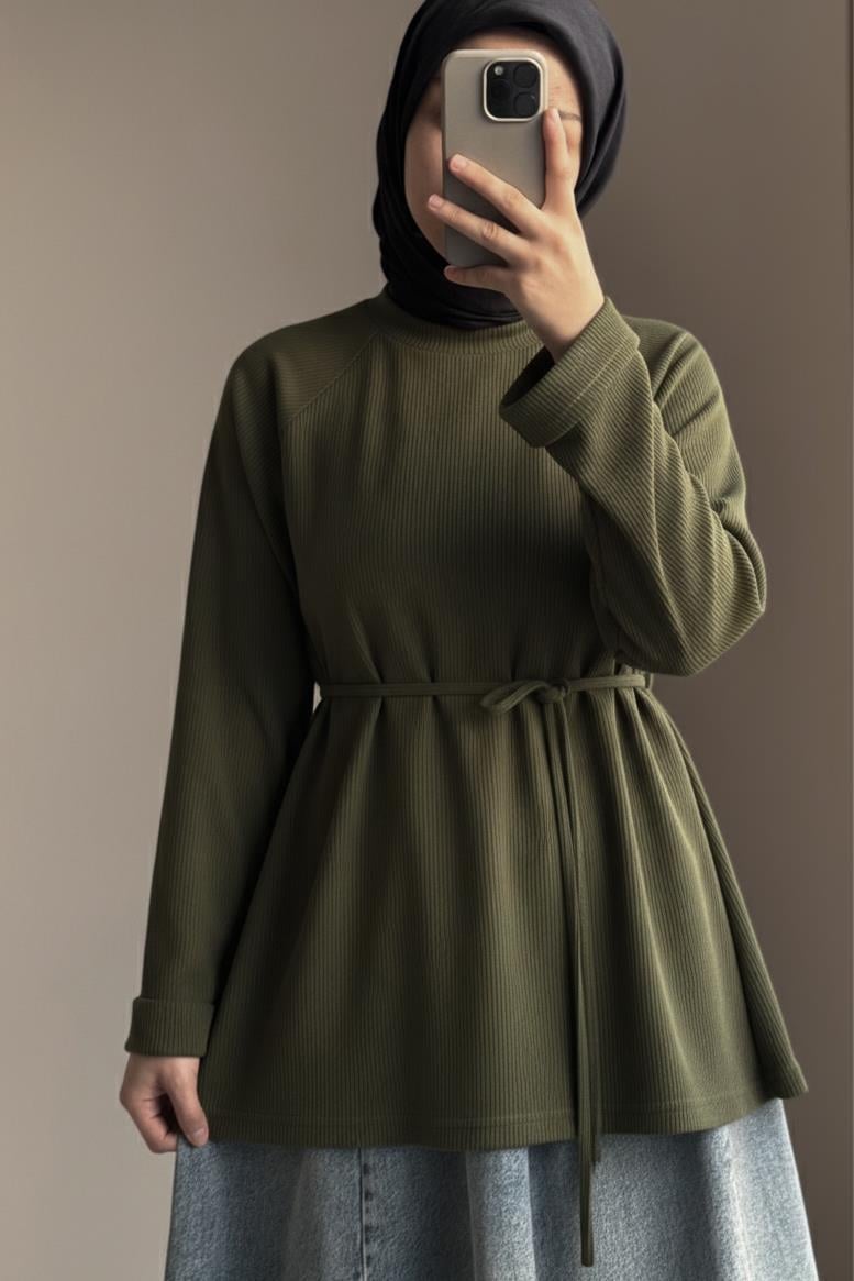 Ande Tesettür, Reglan Kol Kazak, Reglan Kol Kazak - Haki yeşil