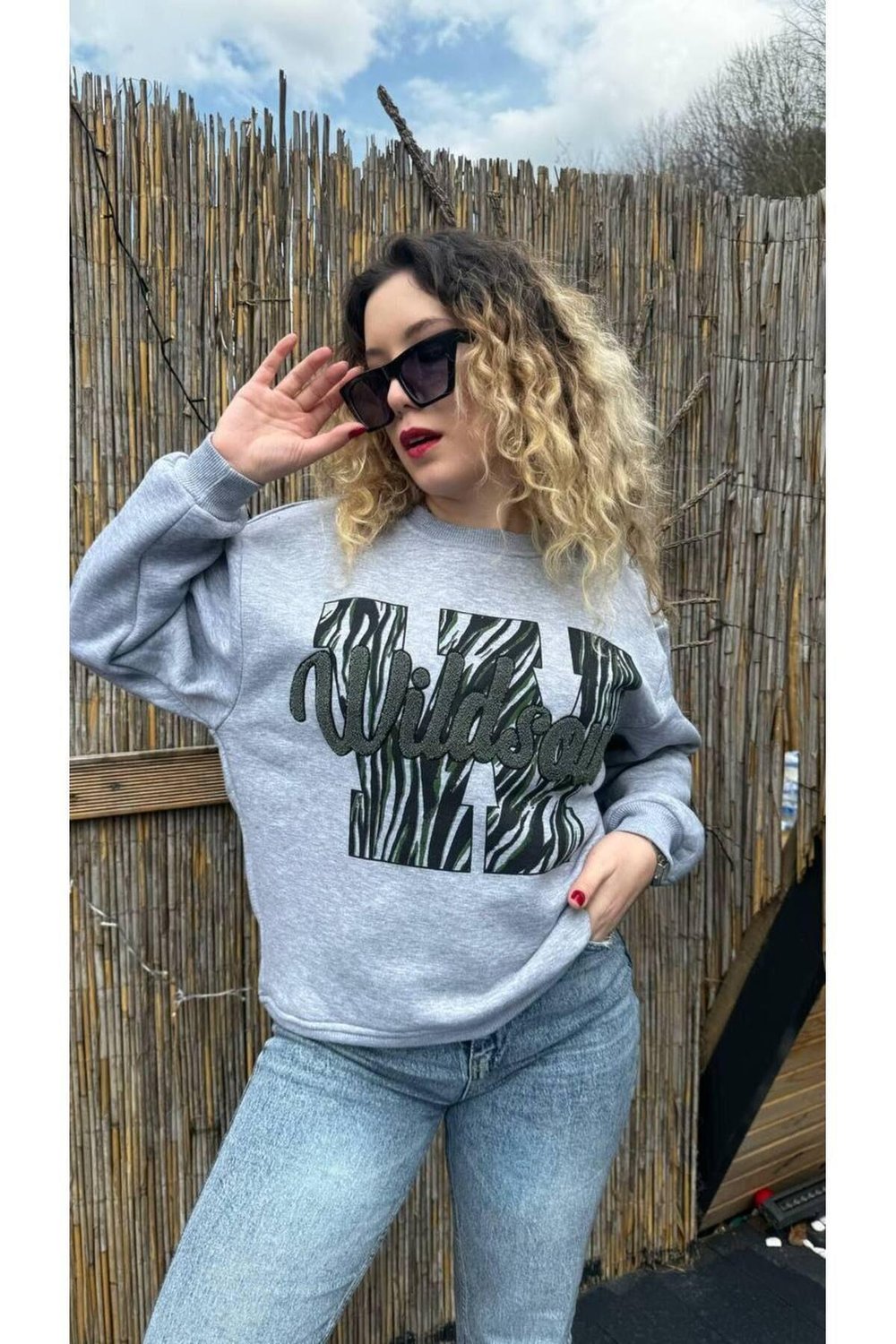 Nakış İşlemeli WildSoul Gri  Sweatshirt