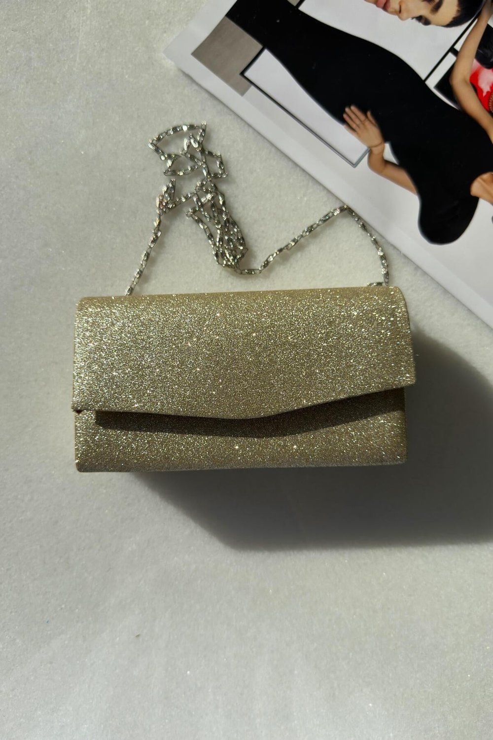 Simli Bej Clutch El Çantası