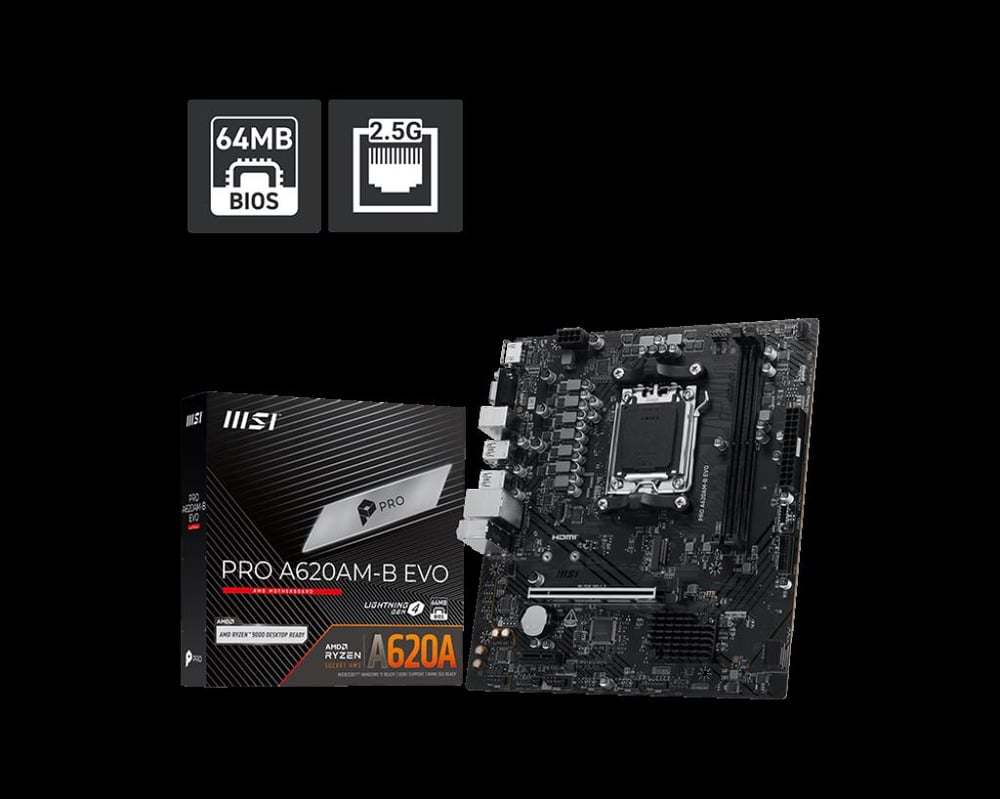 MSI PRO A620AM-B EVO AM5 DDR5 6800(OC) ANAKART