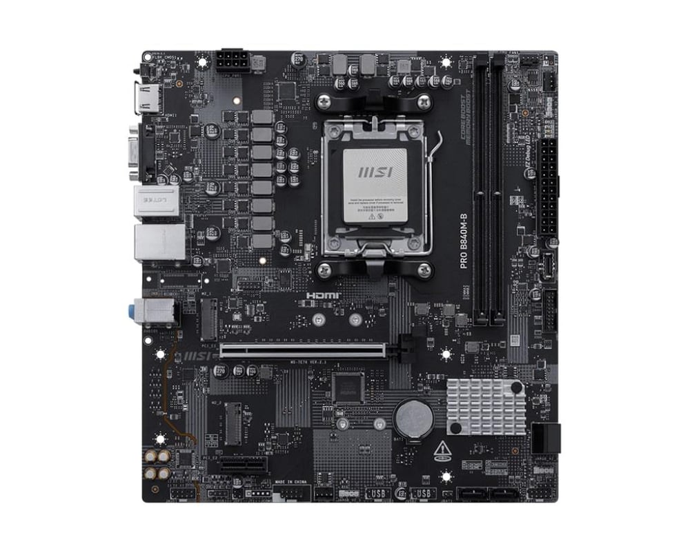 MSI PRO B840M-B AM5 DDR5 8000MHZ(OC) HDMI VGA 2X M.2 USB 5 GBS 2.5G LAN MATX