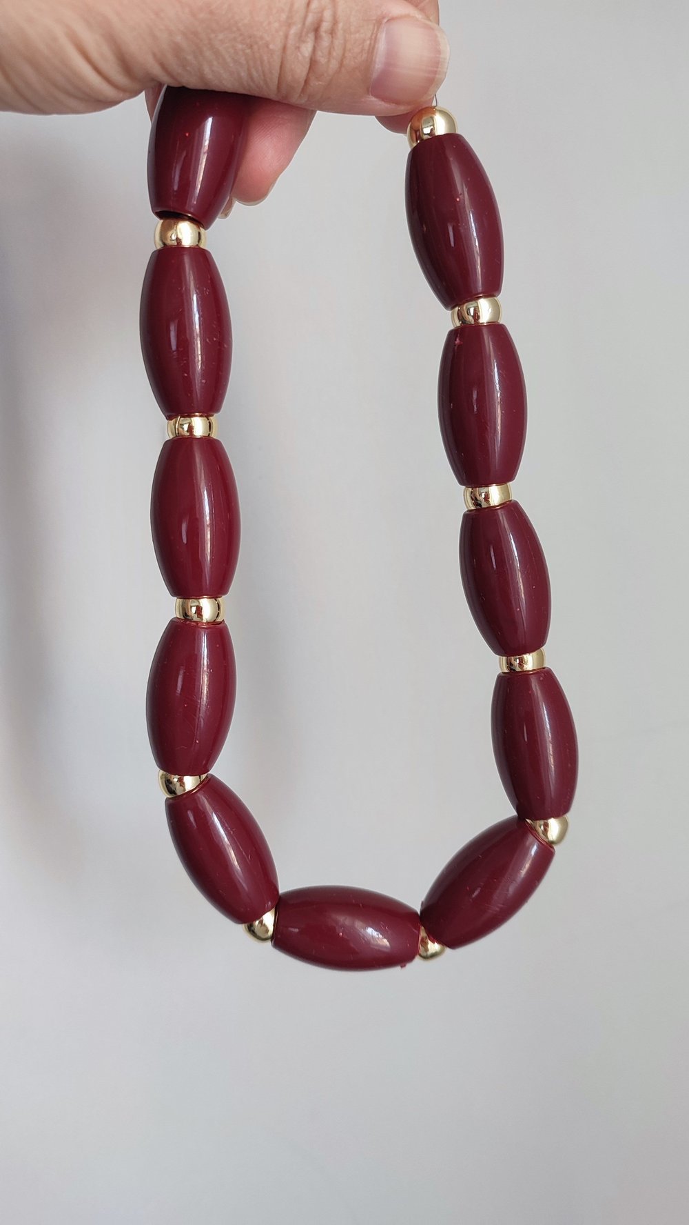 BORDO BONCUK KOLYE (48 CM)