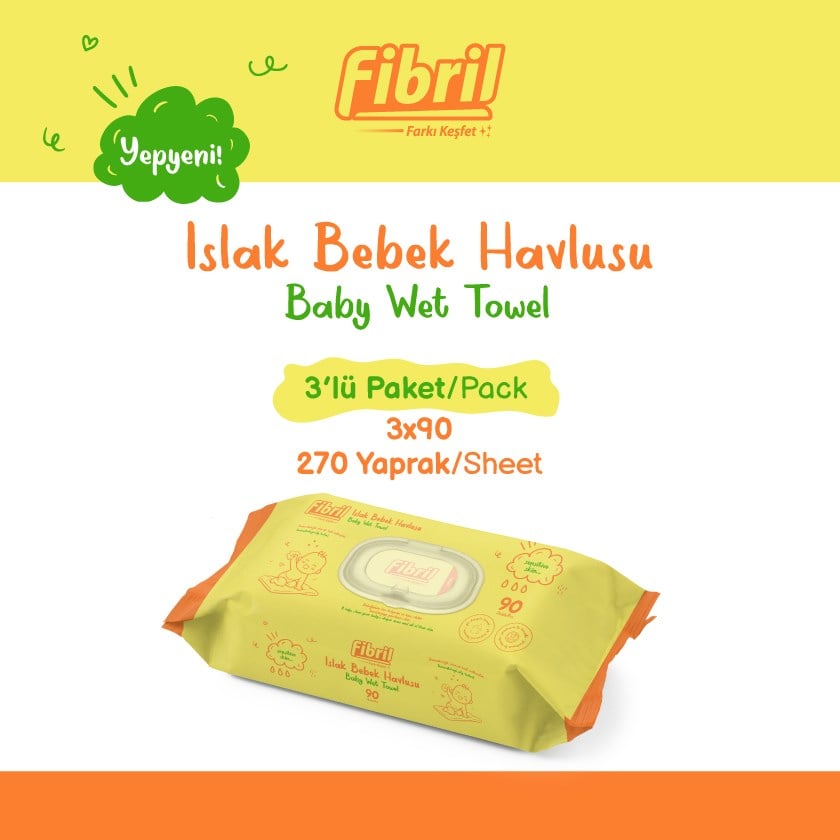 Fibril Tapşini Serisi Islak Bebek Havlusu 3 Paket 270 Yaprak