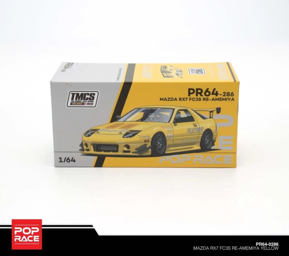 1/64 Pop Race Mazda RX7 FC3S Re-Amemiya (Yellow) (PR64-286) (TMCS Malaysia 2025 Exclusive)