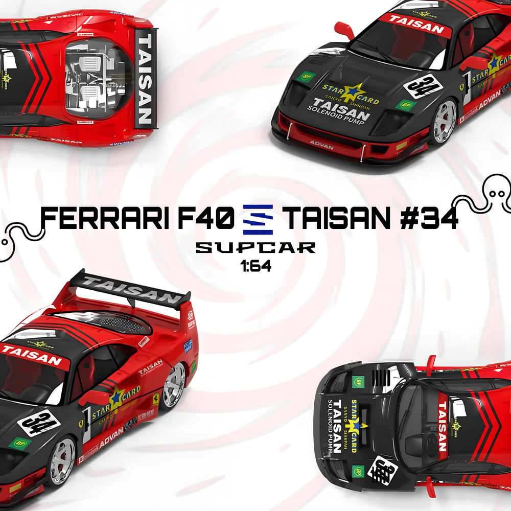 1/64 SupCar SC64036 Ferrari F40 Taisan #34 LHD