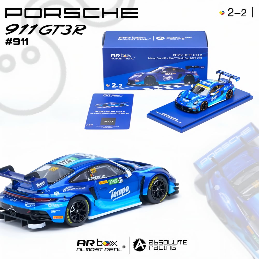 AR Box Porsche 911 GT3 R Macau GP FIA GT World Cup 2025 Absolute Racing Tempo #911 Alessio Picariello