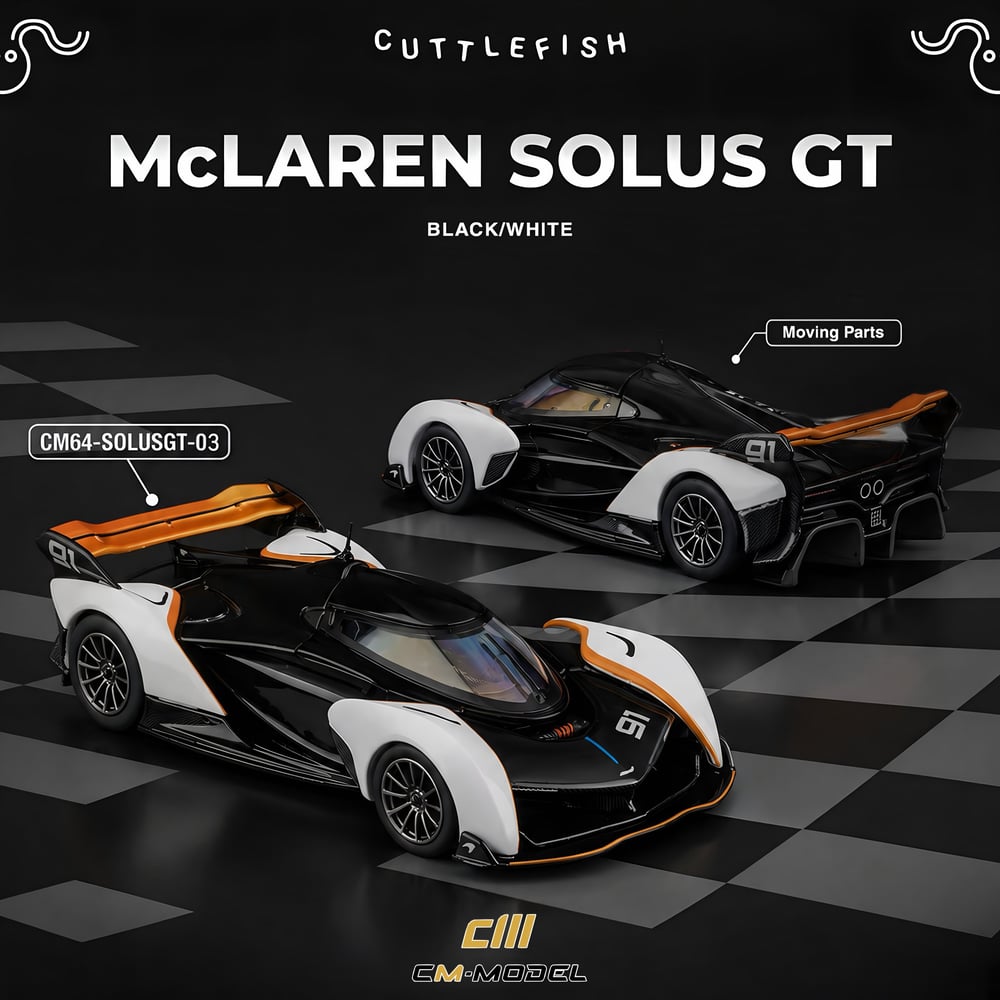 CM Model 1:64 Mclaren Solus GT Black White