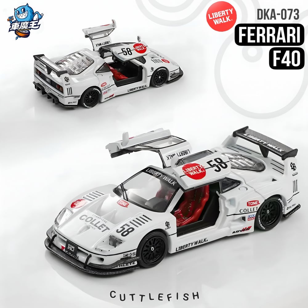 DEMON KING AUTO 1:64 Ferrari F40 Gull Wing Door LBWK White DKA-073