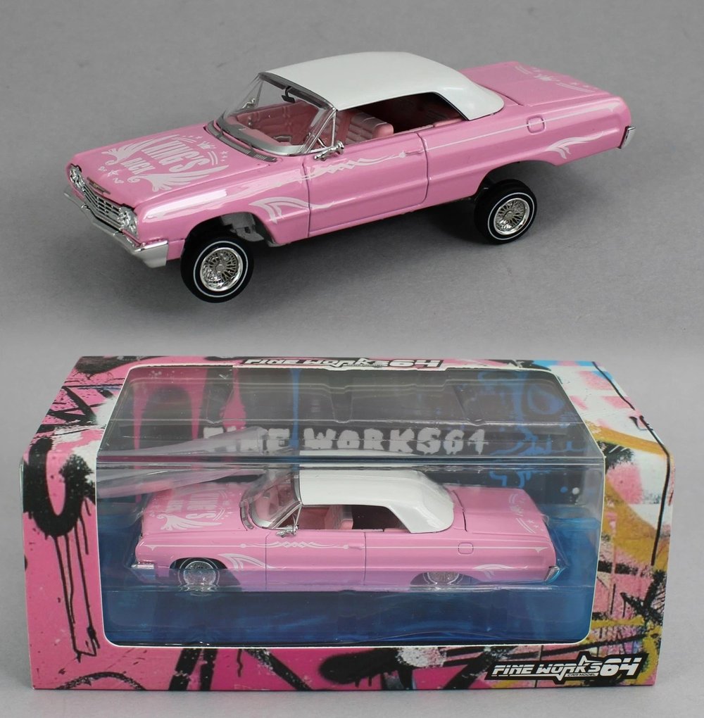 Fine Works64 1/64 Chevrolet Impala West Coast Bouncing Cars -Barbie Pink