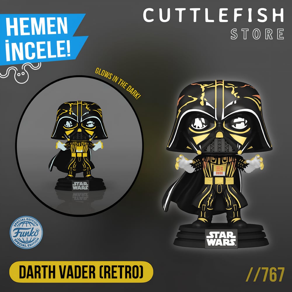 Funko Pop Disney Star Wars - Darth Vader Glows İn The Dark Special Edition No:767 Bobble-Head