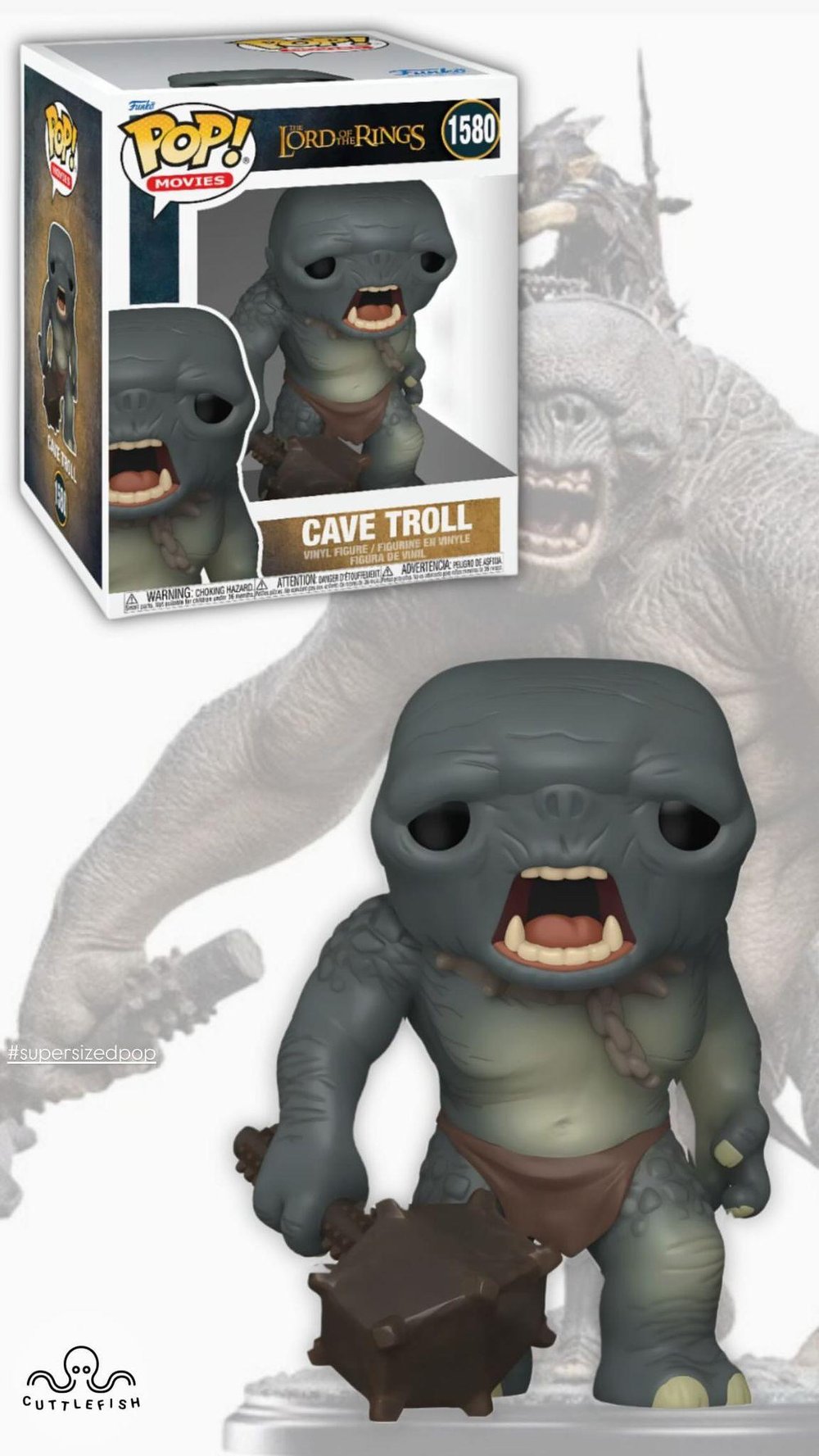 Funko POP! THE LORD OF THE RINGS// Cave Troll No: 1580 -Super Sized 15cm-