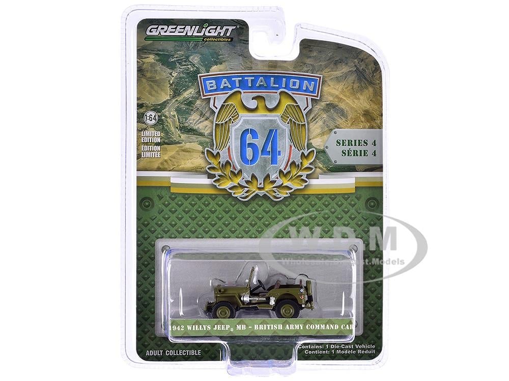 Greenlight 1/64 Battalion 64 Series 4 - 1942 Willys MB Jeep - British Army Command Car 61040-B