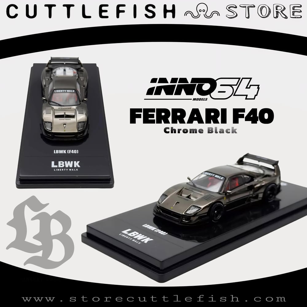 Inno 1/64 LBWK F40 Chrome Black IN64-LBWKF40-CHB
