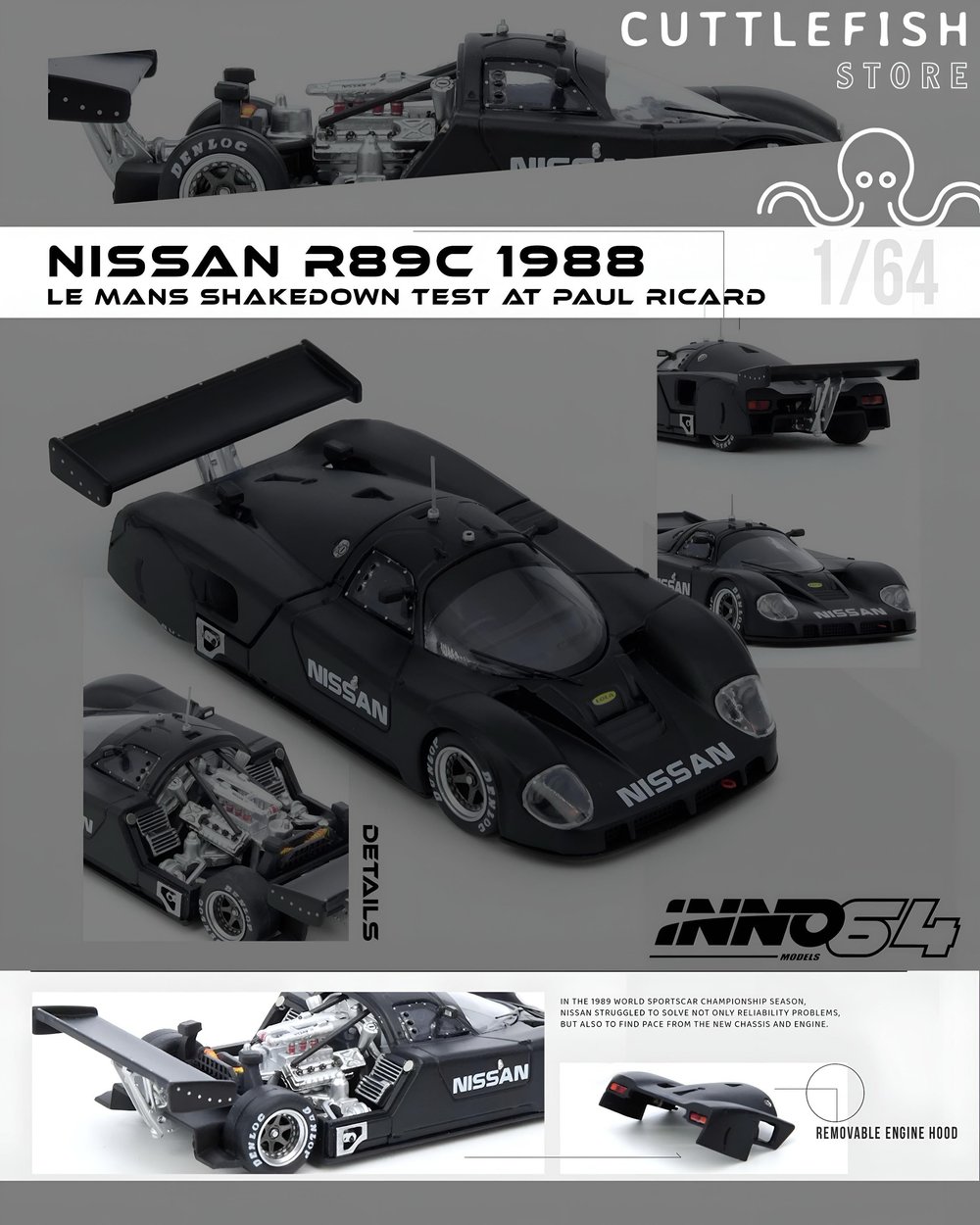 Inno 1/64 Nissan R89C Le Mans Shakedown Test At Paul Ricard 1988 IN64-R89C-LMT1988