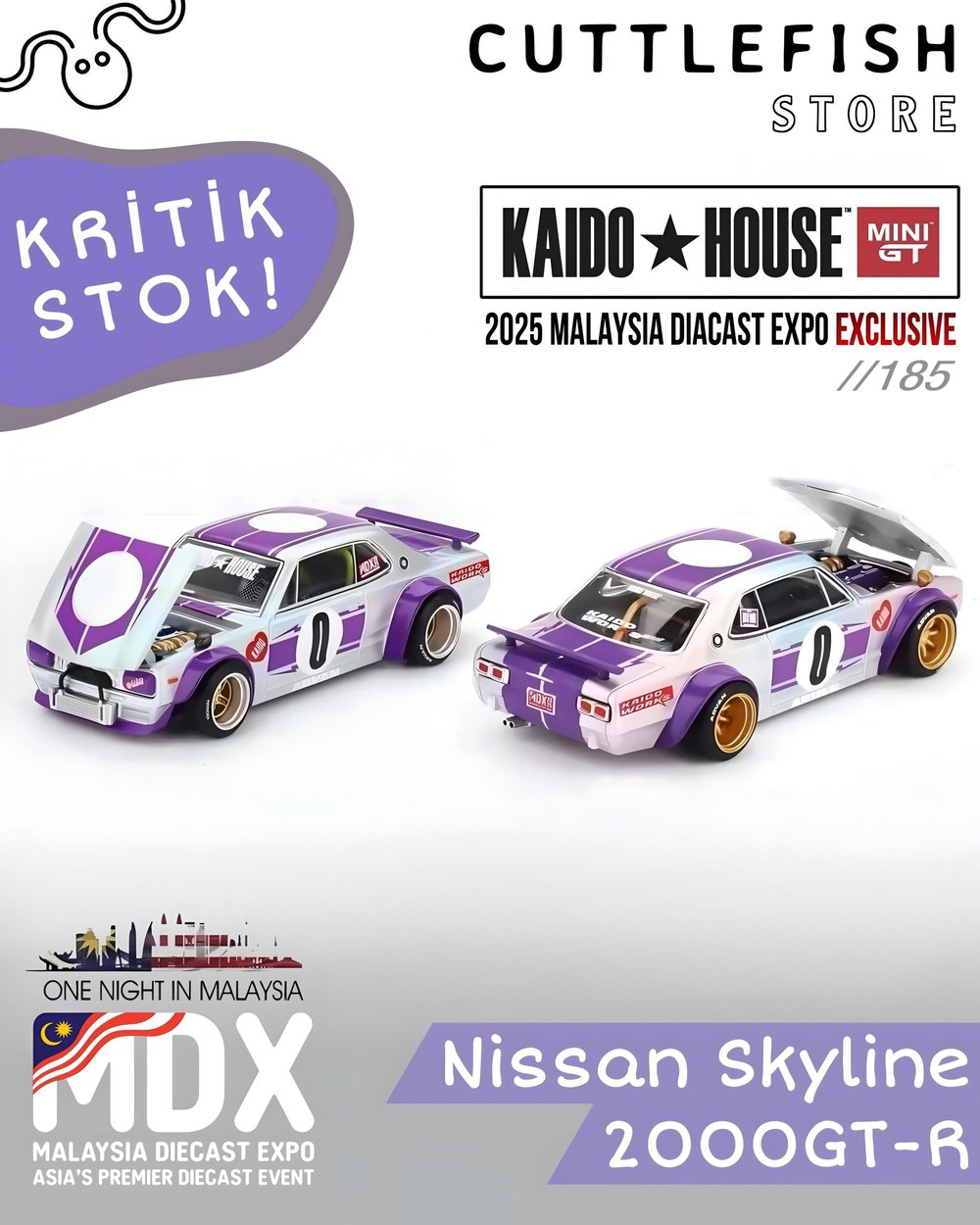 Kaido House 1/64 //185 Nissan Skyline 2000GT-R 2025 Malaysia Diacast Expo Exclusive