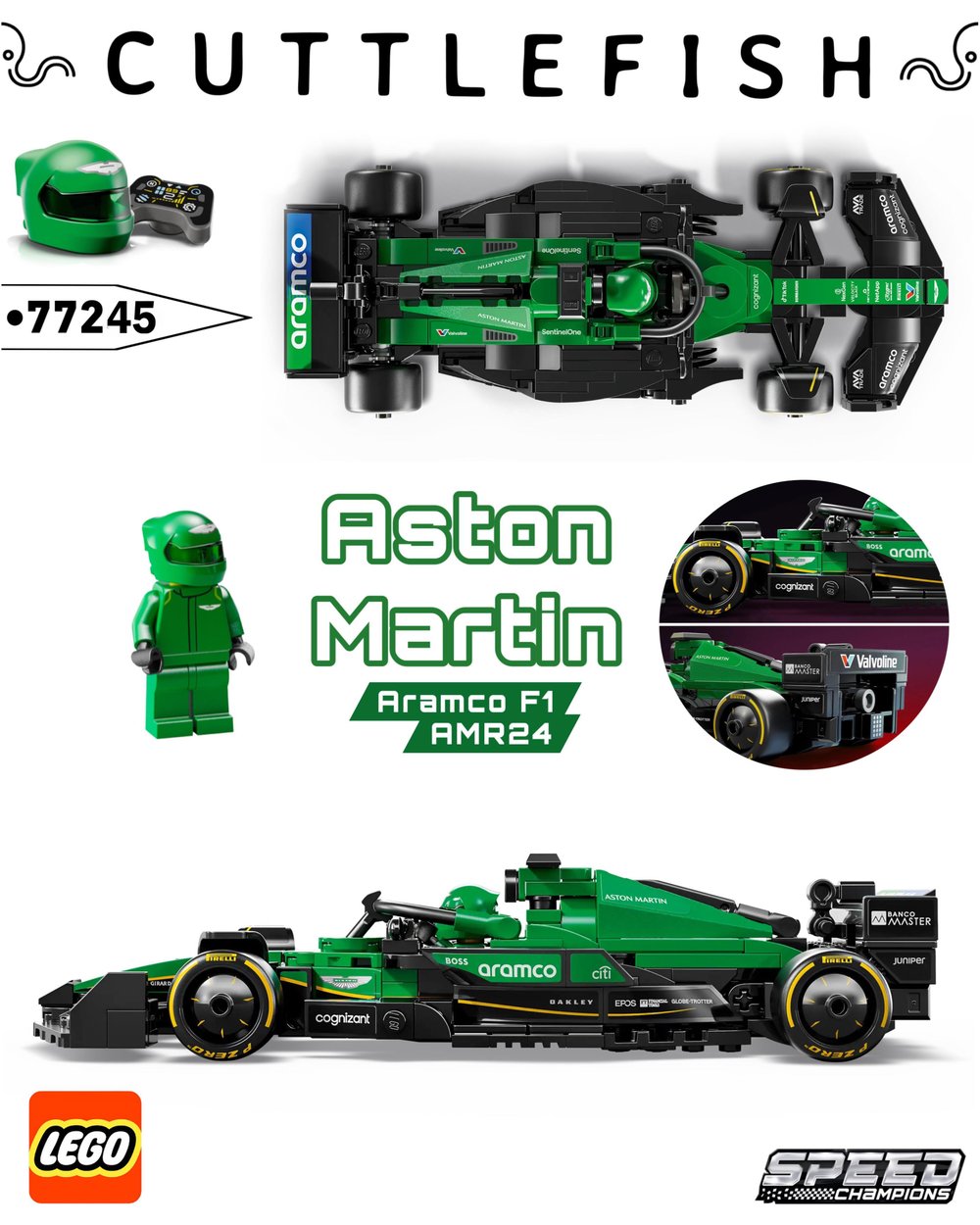 LEGO Speed Champions Aston Martin Aramco F1 AMR24 Yarış Arabası 77245